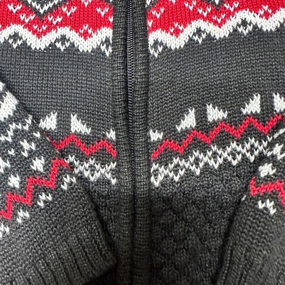 Breckenridge Woman 1X Fair Isle Snowflake Zip Up Cardigan Sweater 100% Cotton - Picture 2 of 8